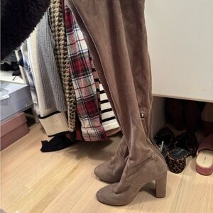 Steve Madden Thigh High Suede Boots in Taupe